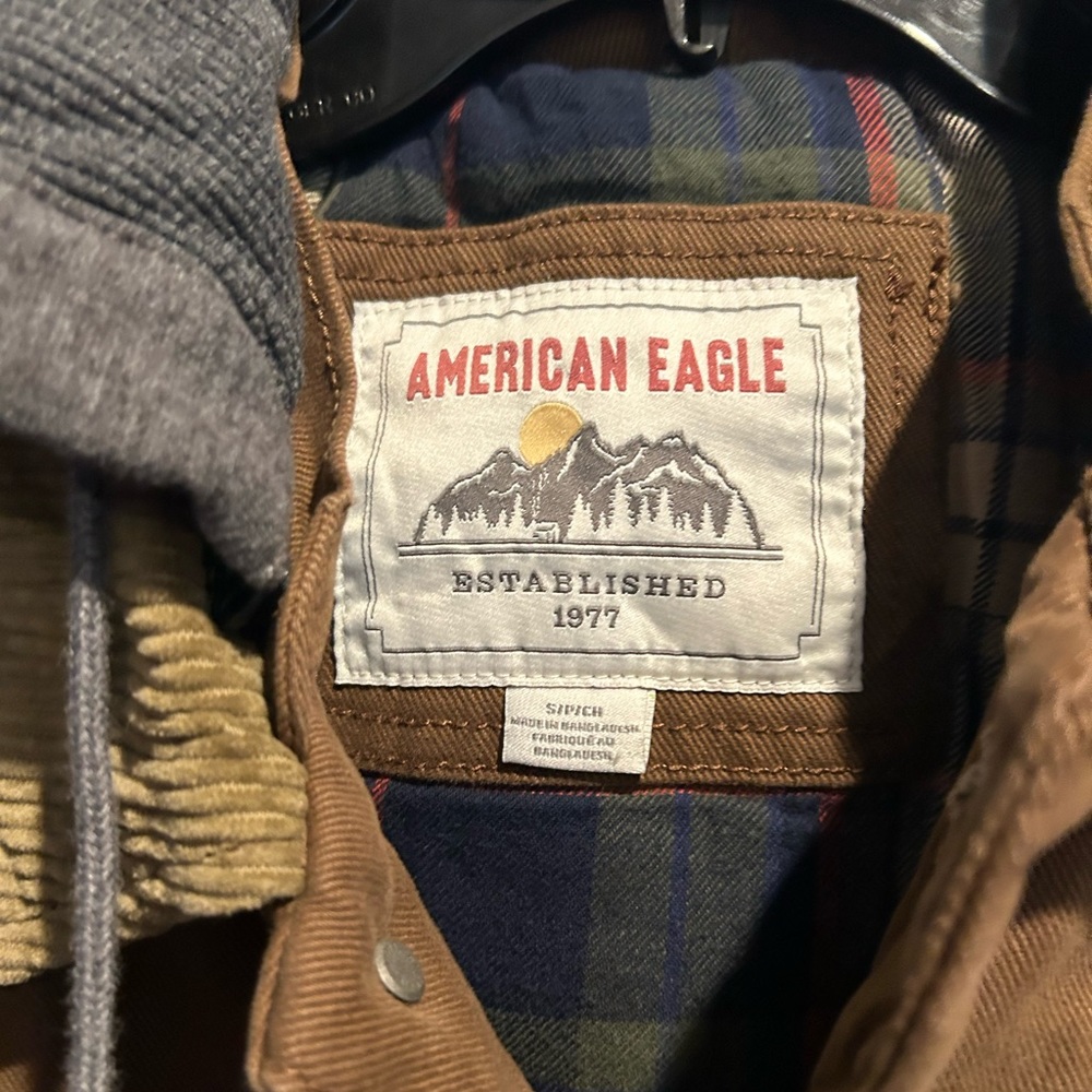 American Eagle Canvas Coat Plaid Lined - Picture 3 of 8